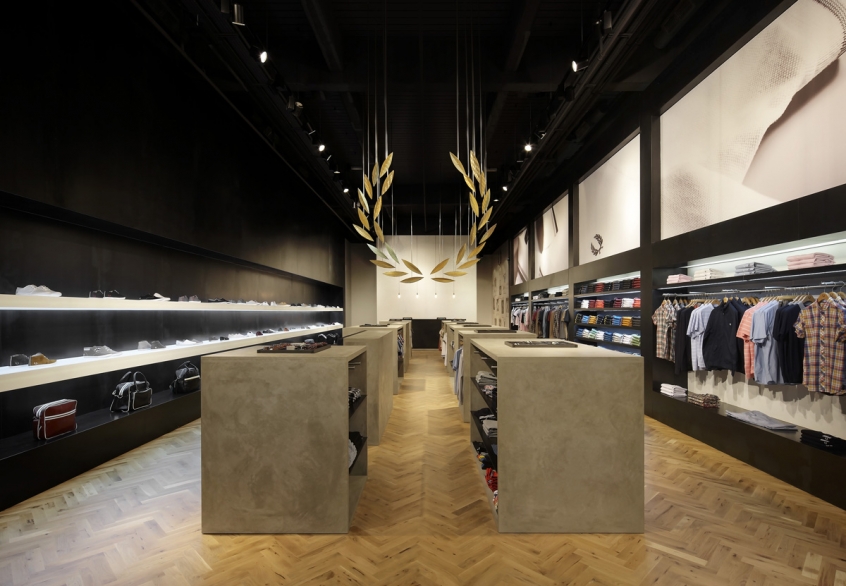 Diseño de tienda Fred Perry en Westfield Stratford City