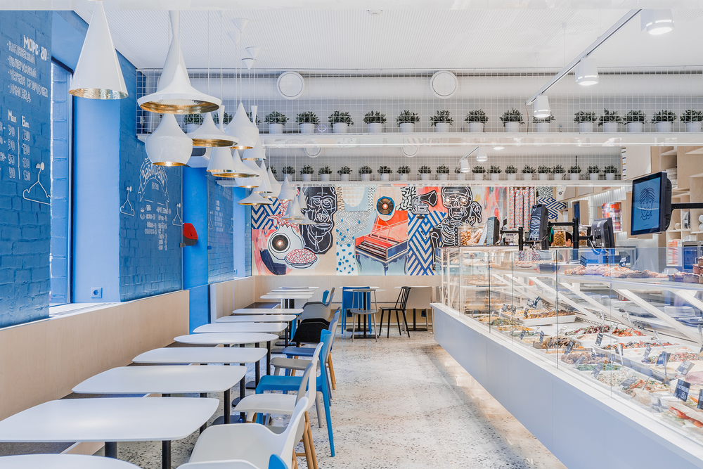 Cafetería Karavaevi Brothers en Moscú, diseño de V12